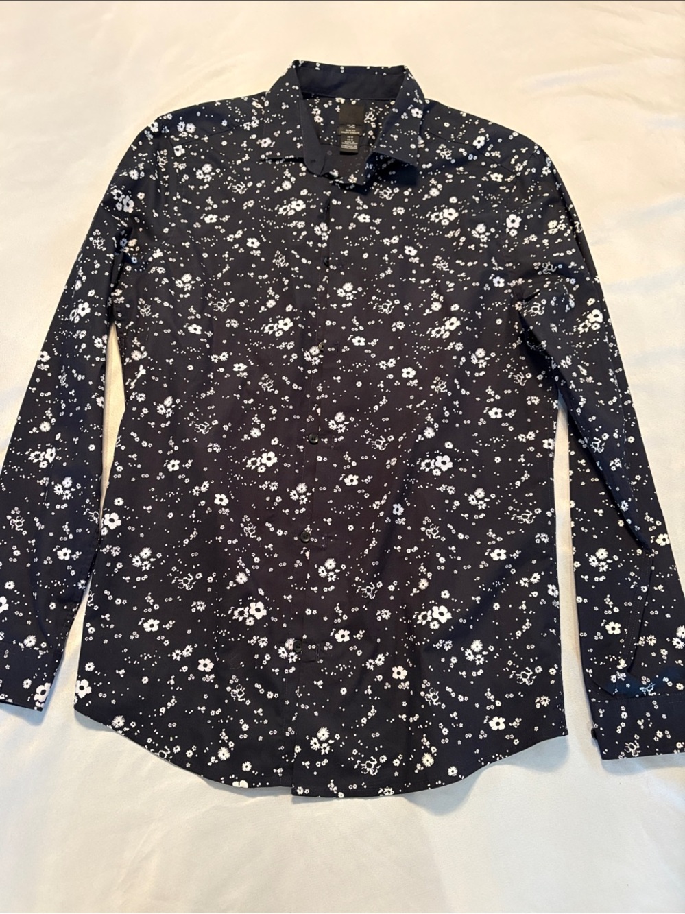 Men’s H&M Navy Shirt with White Floral Print